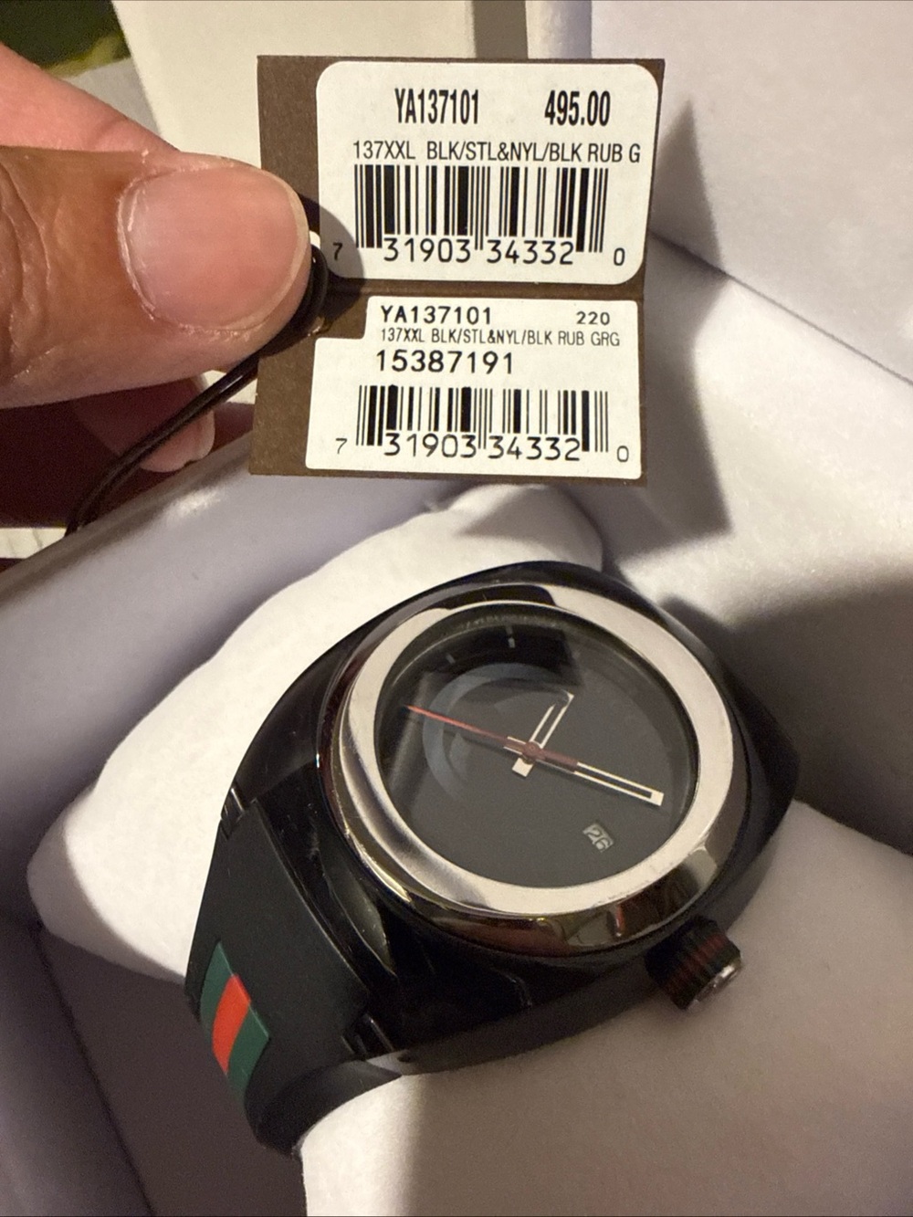 Gucci Black Watch with Red and Green Signature Stripe - Picture 6 of 7